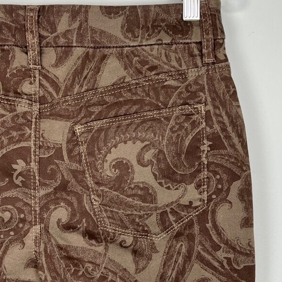 Chicos Womens Perfect Stretch Girlfriend Slim Ankle Jeans Brown Paisley size 2 - Picture 6 of 12